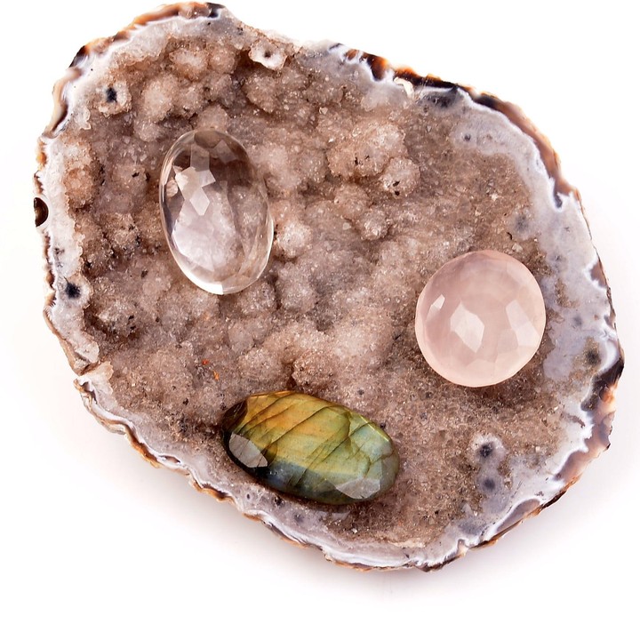 Üç Adet Doğal Taş Yüzük ve Kolye Taşı - Faset Kesim