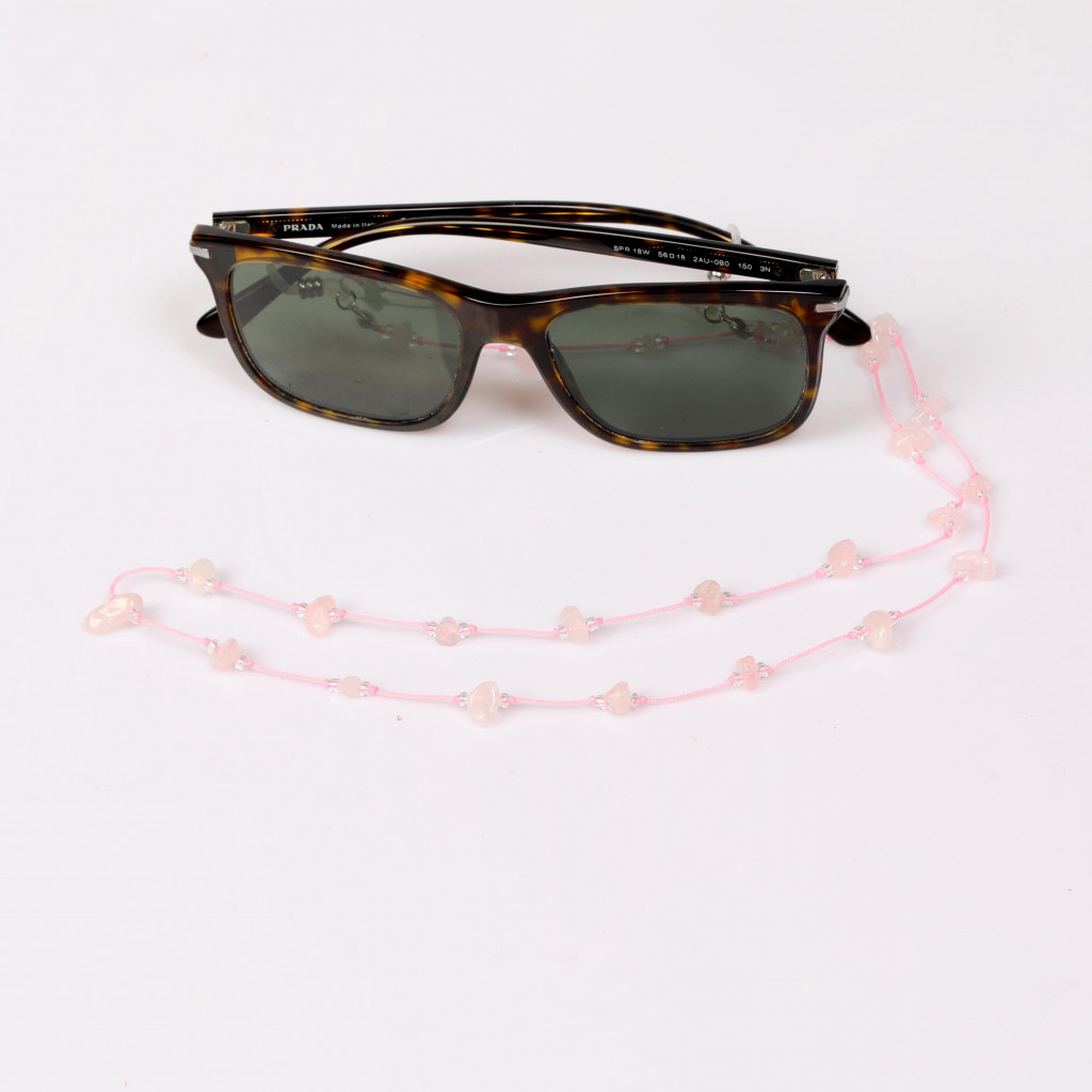 Üçlü Doğal Taş Gözlük Askısı Seti – Ametist, Pembe Kuvars ve Aventurin Gözlük İpi