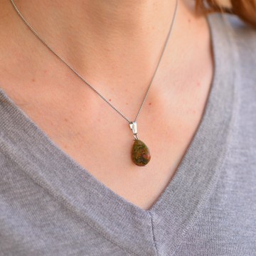 Unakit Taşı Damla Şeklinde Kolye - 2