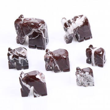 Elazığ Vişnesi 7 li Mermer Fil Seti - Dekoratif Fil Seti - 2