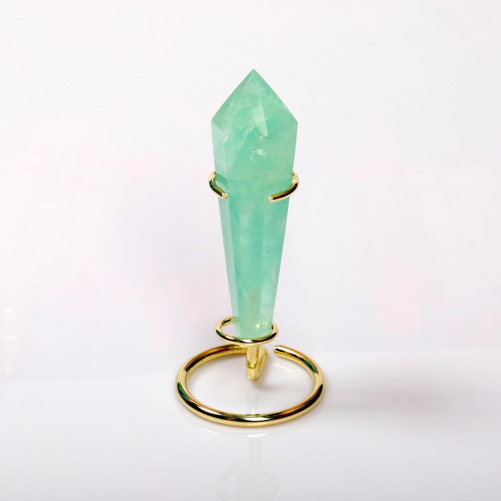 Vogel Kesim Florit Taşı / Metal Standlı Doğal Kristal Dekoratif Obje