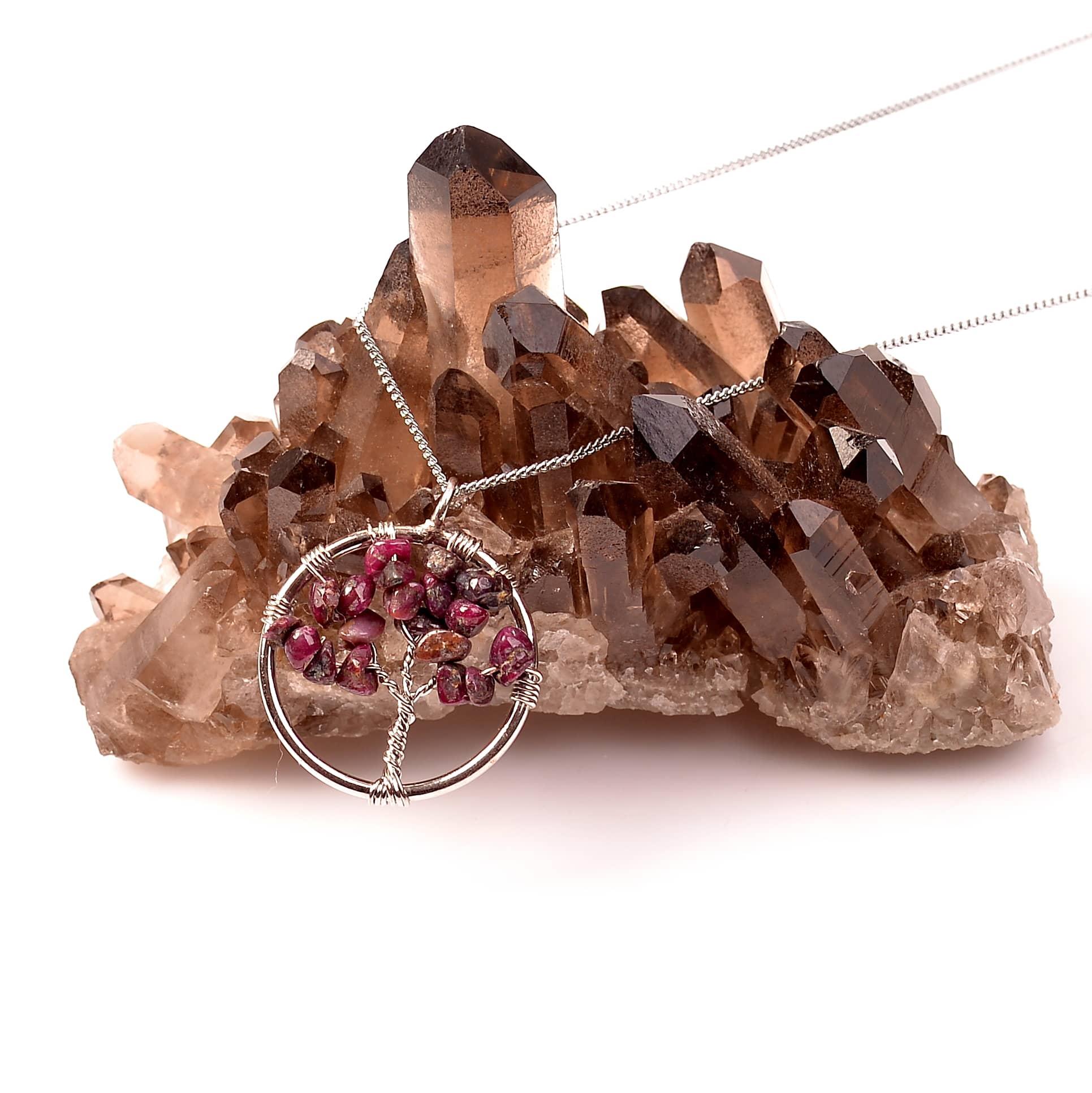 Ruby Stone Hayat Tree Necklace Kök Ruby