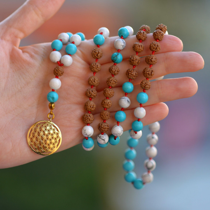 Yaşam Çiçeği Püsküllü Mala Kolye - Tesbih - 108 Habbeli - 2