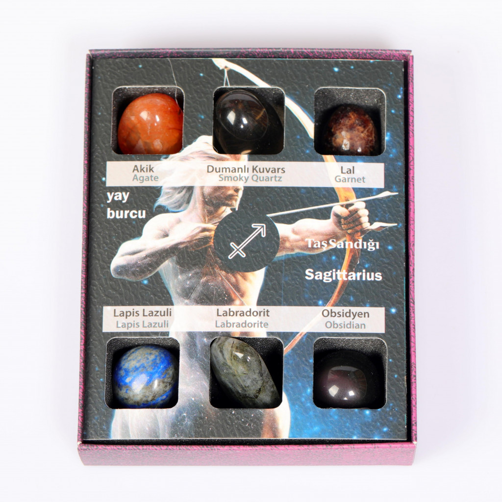 Yay Burcu Doğal Taş Seti – Karton Kutulu
