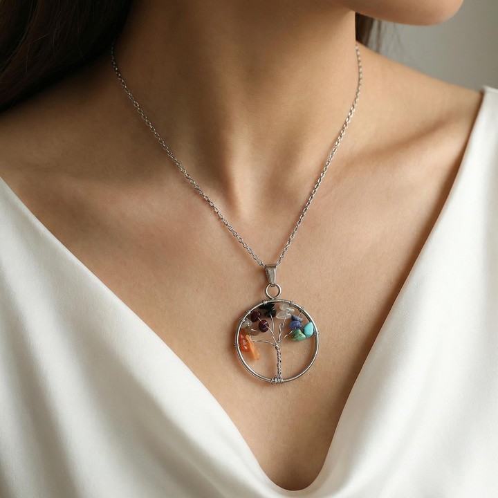 Yay Burcu Hayat Ağacı Kolye Paslanmaz Çelik