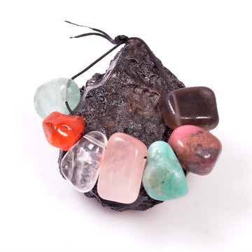 Yedi Adet Delikli Doğal Taş - Çakra Taşları - 2