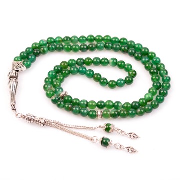 Yeşil Akik Taşı Dua Tesbihi - 6 mm - 2