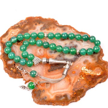 Yeşil Akik Taşı Tesbih - 8 mm - 2