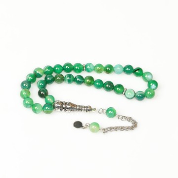 Yeşil Hareli Akik Çelik Tesbih – 8 mm - 2