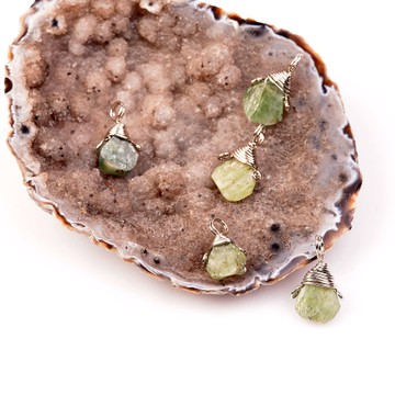 Yeşil Kyanit Taşı Damla Kolye - Tel Sargılı - 2