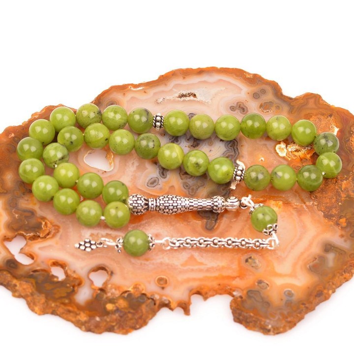 Yeşim Taşı Gümüş Tesbih (8 mm)