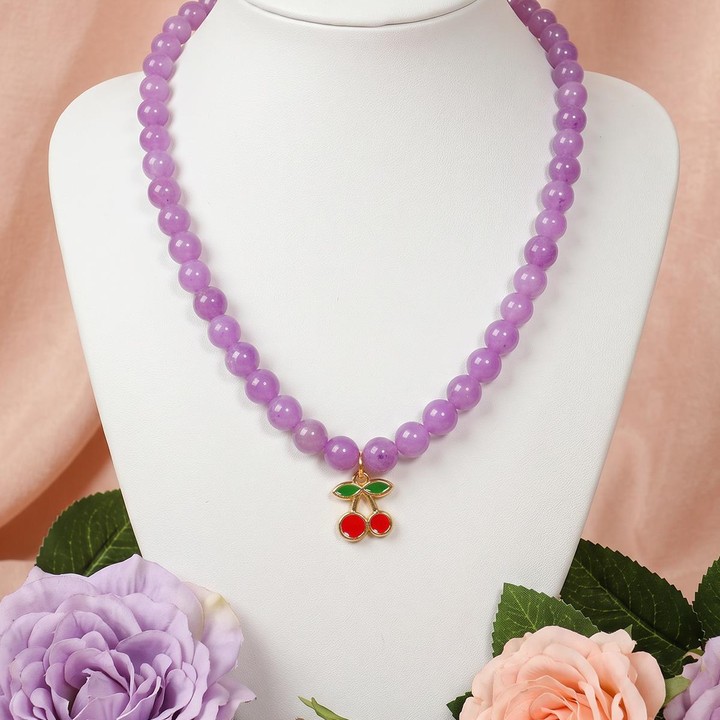 Mor Jade Taşı Kolye – 8 mm
