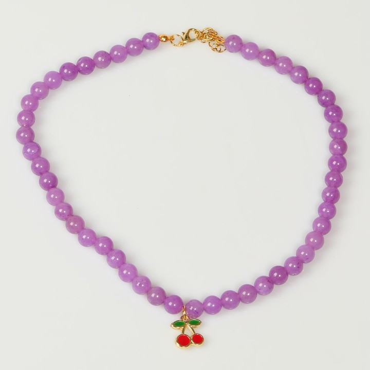 Mor Jade Taşı Kolye – 8 mm