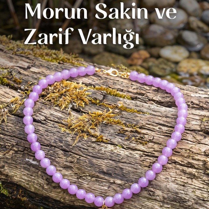 Mor Jade Taşı Kolye – 8 mm