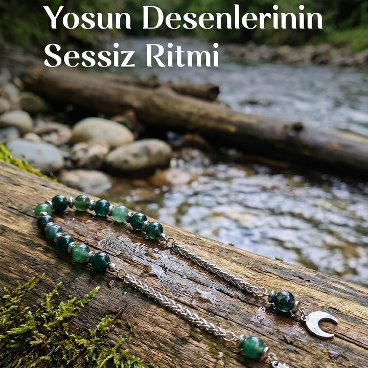Yosunlu Akik Çelik Zaza Tesbih – 8 mm