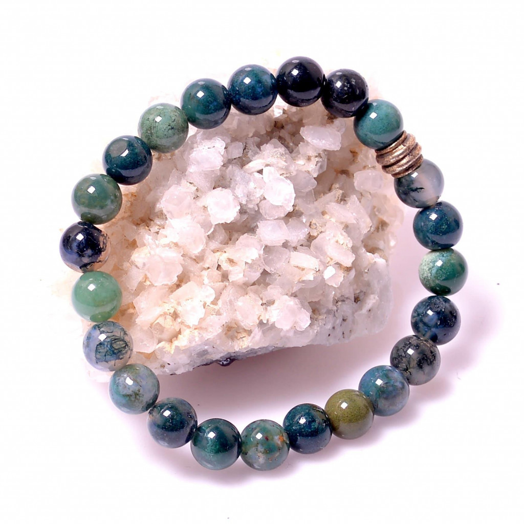 Yosunlu Akik Taşı Bileklik - 8 mm