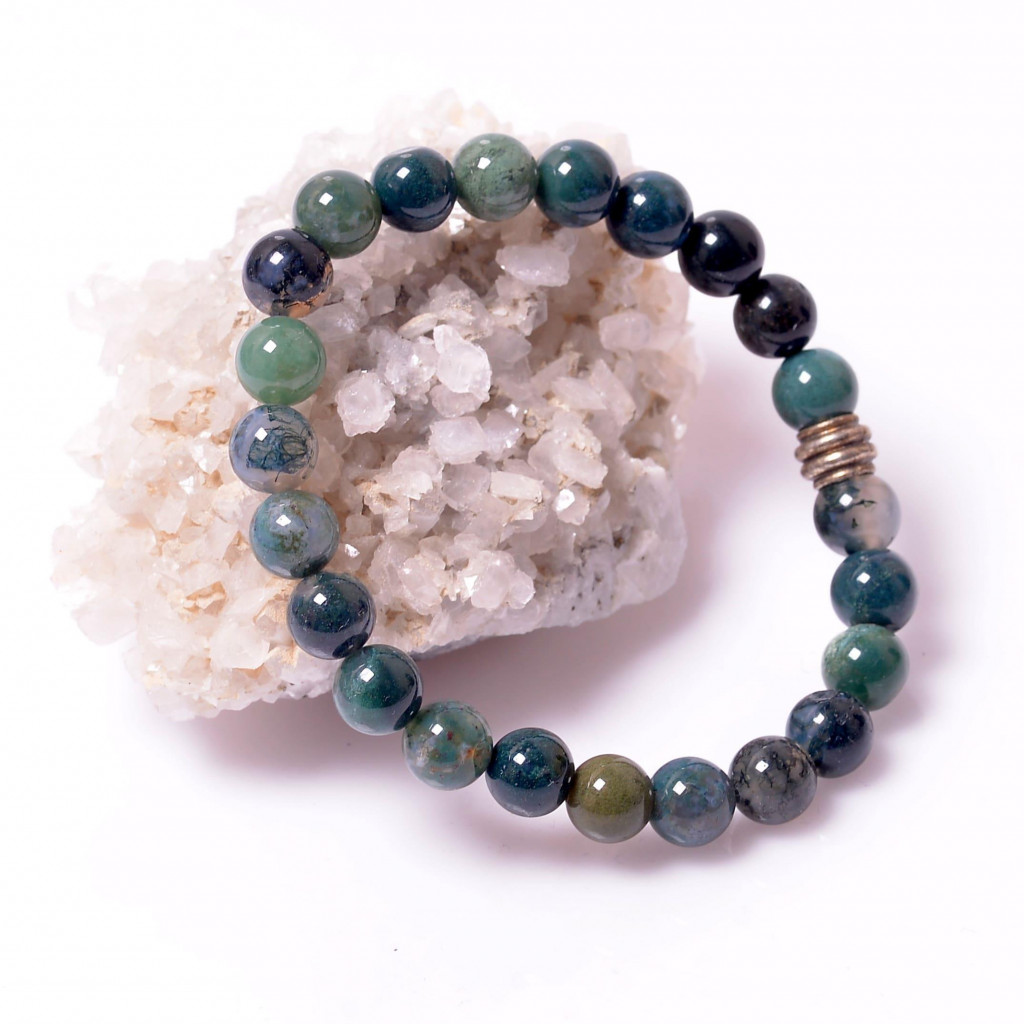 Yosunlu Akik Taşı Bileklik - 8 mm