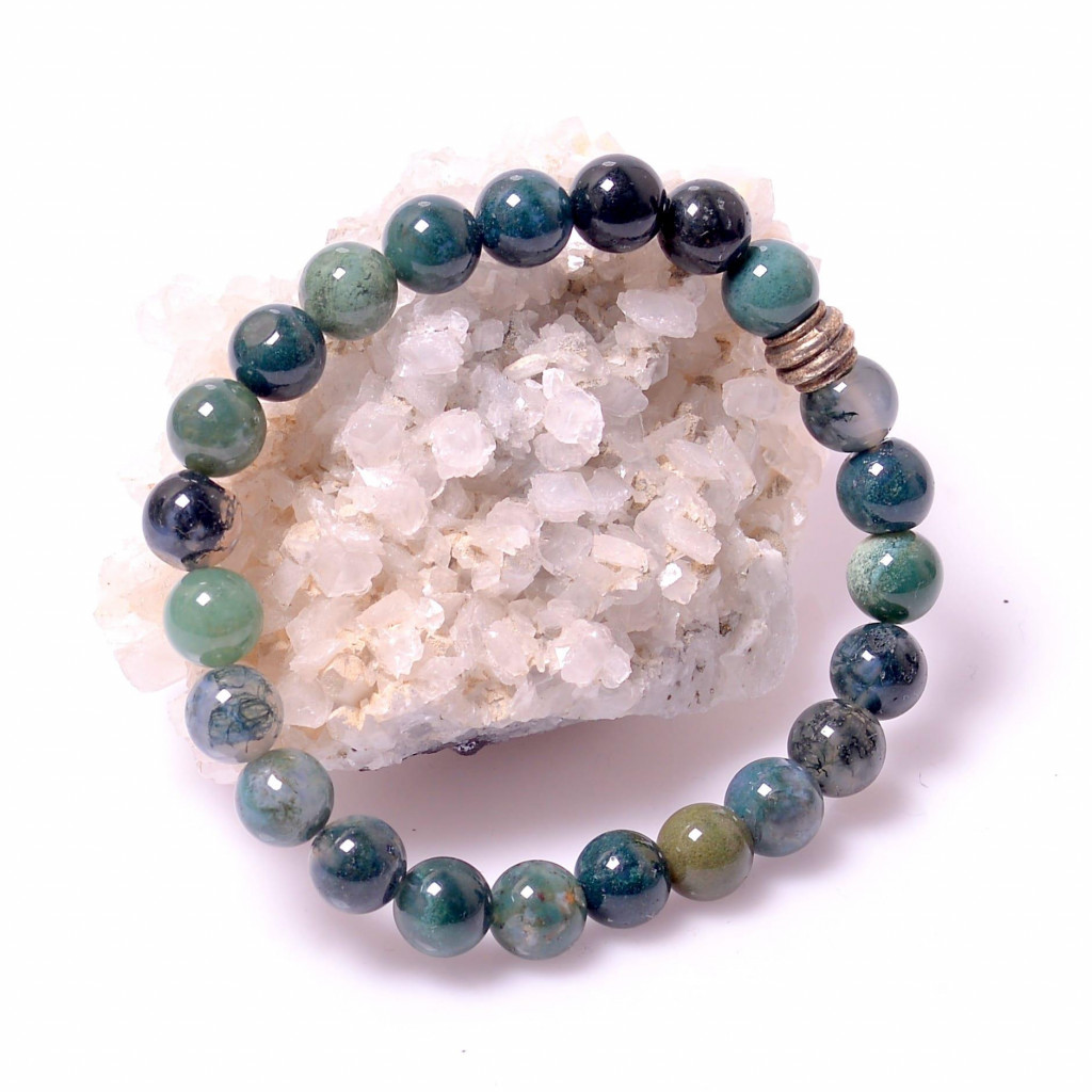 Yosunlu Akik Taşı Bileklik - 8 mm