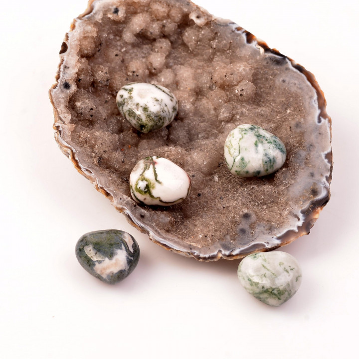 Yosunlu Akik Taşı Kalp Kütle - Küçük Boy