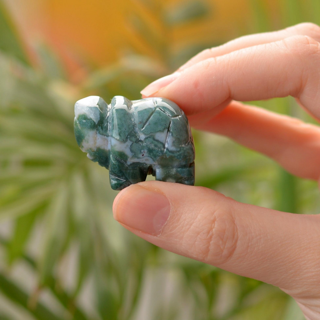 Yosunlu Akik Taşı Kaplumbağa Figürü - Küçük Boy Yosunlu Akik Taşı Kaplumbağa Figürü - Küçük Boy