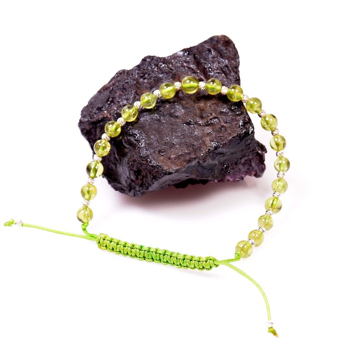 Zebercet Peridot Taşı Bileklik ( 5 mm ) - Ayarlamalı - 2
