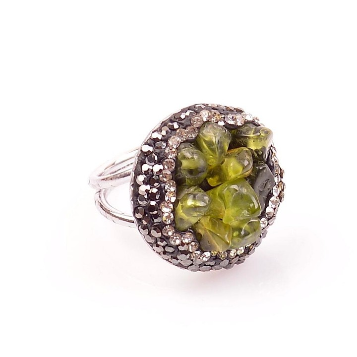 Zebercet Taşı Ayarlamalı Yüzük - Peridot Taşı - 2