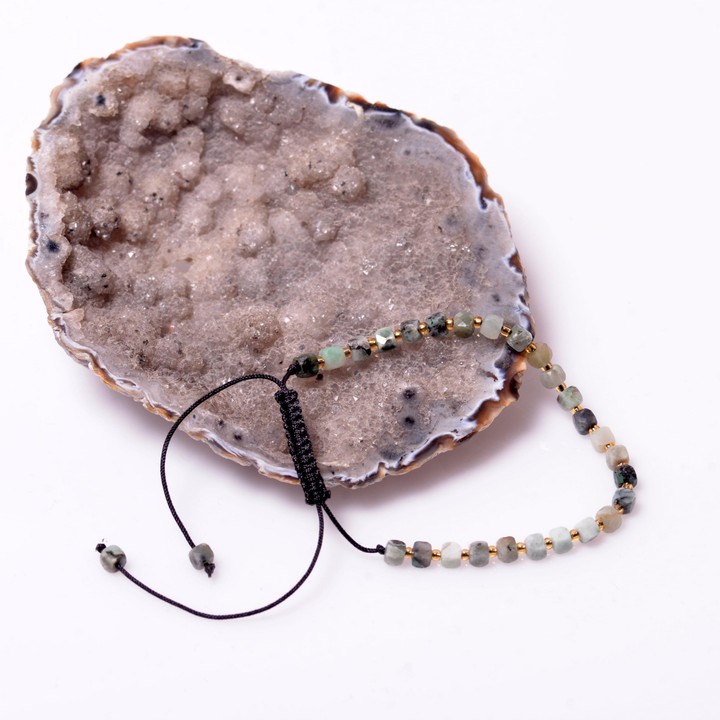 Zümrüt Taşı Bileklik  - Küp Kesim ( Ayarlamalı ) - 2