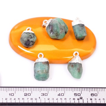 Zümrüt Taşı Gümüş Kolye - İşlenmemiş Taş - 2