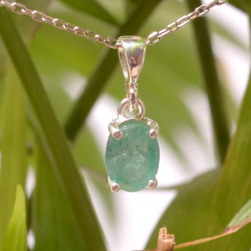 Zümrüt Taşı Gümüş Kolye - Transparan Zümrüt - 2