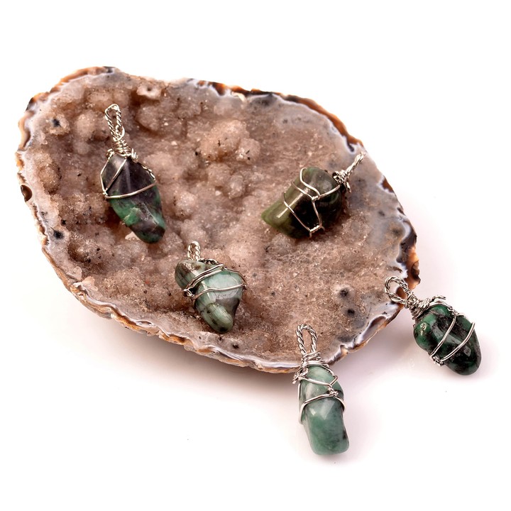 Zümrüt Taşı Kolye - Tel Sargılı - 2